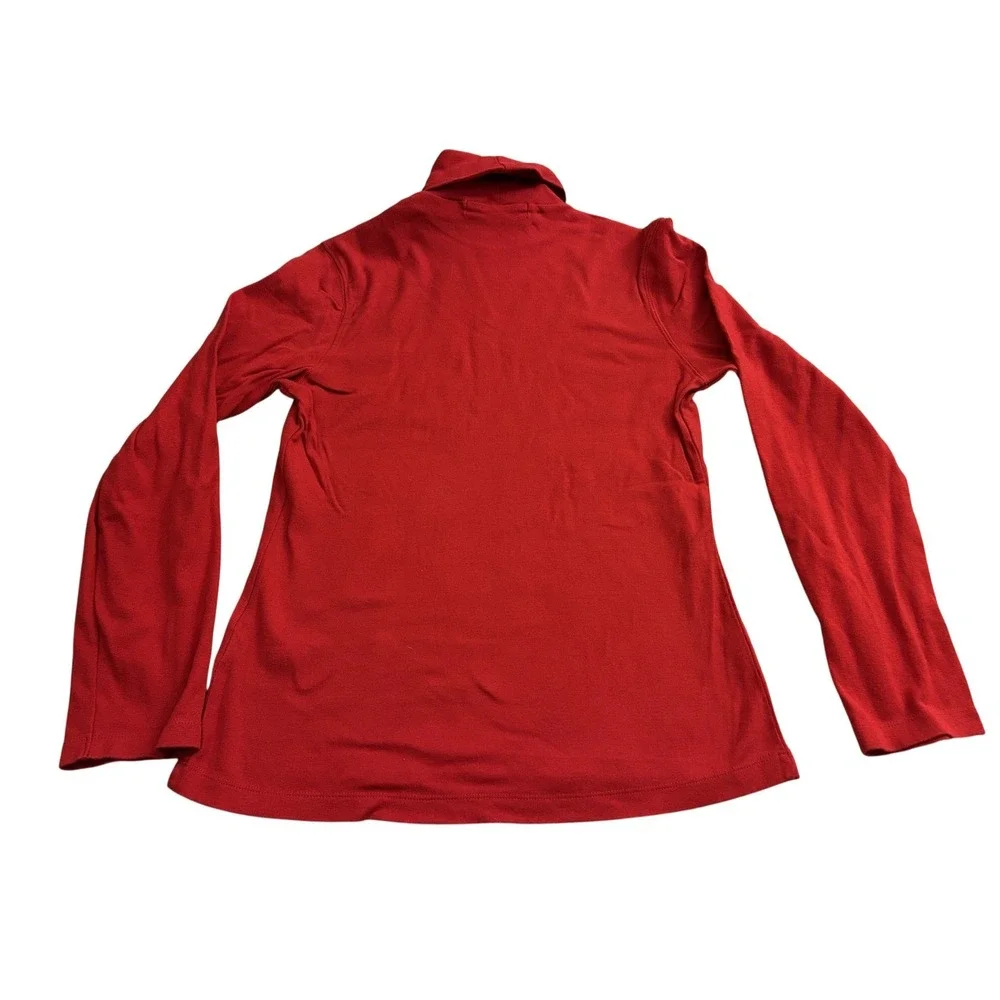 Tommy Hilfiger Jeans Turtleneck Top Womens S Red Excellent Long Sleeve Cotton